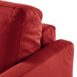 Canapé convertible Lierde I Cuir véritable - Rouge - Largeur : 155 cm - Avec accoudoirs