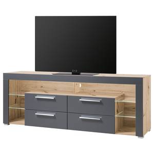 Tv-meubel Ibingen I inclusief verlichting - Artisan eikenhouten look/grijs