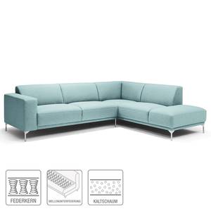 Ecksofa Stunz Webstoff - Eisblau - Ecke davorstehend rechts