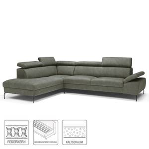 Ecksofa Leura Antiklederlook - Grau - Ottomane davorstehend links