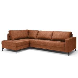 Ecksofa Warners Antiklederlook - Cognac - Ottomane davorstehend links