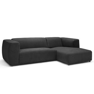 Ecksofa Tangua Webstoff - Anthrazit - Longchair davorstehend rechts