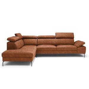 Ecksofa Leura Antiklederlook - Cognac - Ottomane davorstehend links