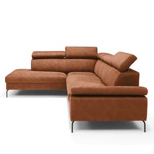 Ecksofa Leura Antiklederlook - Cognac - Ottomane davorstehend links