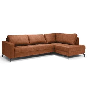 Ecksofa Warners Antiklederlook - Cognac - Ottomane davorstehend rechts