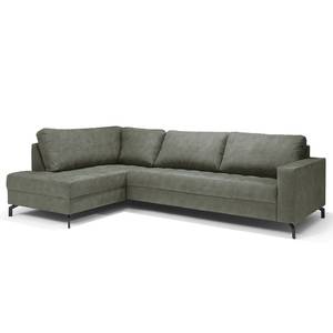 Ecksofa Warners Antiklederlook - Grau - Ottomane davorstehend links