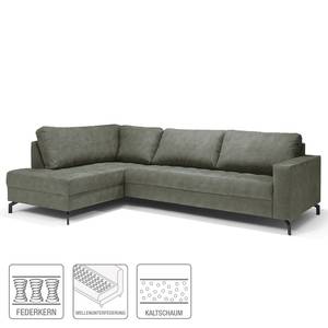 Ecksofa Warners Antiklederlook - Grau - Ottomane davorstehend links