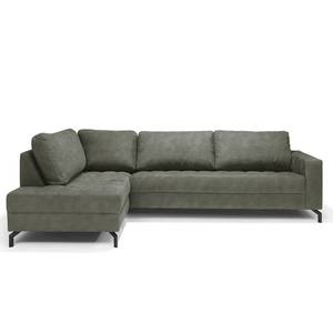 Ecksofa Warners Antiklederlook - Grau - Ottomane davorstehend links