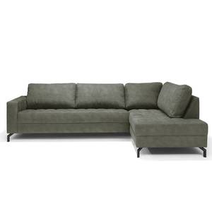 Ecksofa Warners Antiklederlook - Grau - Ottomane davorstehend rechts