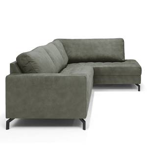 Ecksofa Warners Antiklederlook - Grau - Ottomane davorstehend rechts