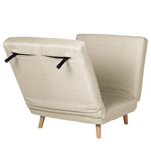 Slaapfauteuil ELANDS geweven stof - Geweven stof Nims: Cappuccino - Licht beukenhout