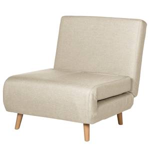 Slaapfauteuil ELANDS geweven stof - Geweven stof Nims: Cappuccino - Licht beukenhout