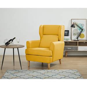 Fauteuil bergère Boddin Tissu - Tissu Nims: Jaune moutarde