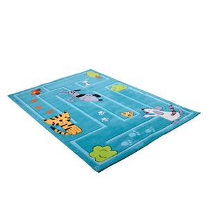 Kindervloerkleed Small & Hungry geweven stof - turquoise - 120 x 180 cm