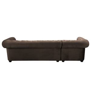 Ecksofa Torquay II Samt - Espresso - Ottomane davorstehend links