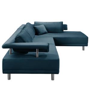 Ecksofa Barao II Samt - Marineblau - Ottomane davorstehend rechts