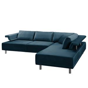 Ecksofa Barao II Samt - Marineblau - Ottomane davorstehend rechts