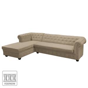 Ecksofa Torquay III Microfaser - Cappuccino - Ottomane davorstehend links