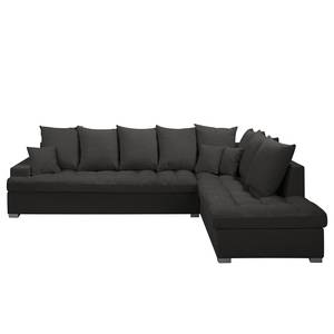 Ecksofa Bobitz II Webstoff - Schwarz - Ottomane davorstehend rechts