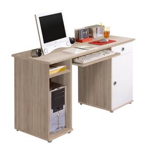 Bureau blanc alpin et décor chêne 3 tiroirs pour bureau