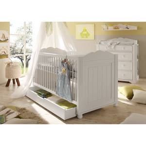 Tiroir de lit Cinderella II Blanc - En partie en bois massif - 136 x 18 x 74 cm