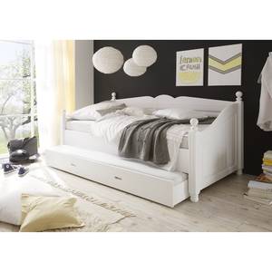 Lit gigogne Cinderella Blanc - En partie en bois massif - 93 x 25 x 199 cm