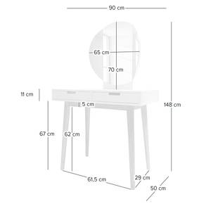 Coiffeuse LINDHOLM Blanc - En partie en bois massif - 90 x 148 x 50 cm