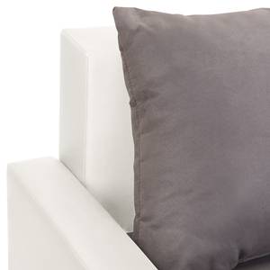 Canapé d’angle Kardinya Imitation cuir / Microfibre - Blanc / Cappuccino - Méridienne courte à droite (vue de face)