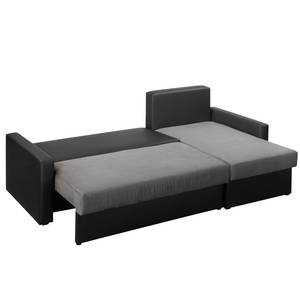 Ecksofa Kardinya Kunstleder / Microfaser - Schwarz / Nickel - Longchair davorstehend rechts