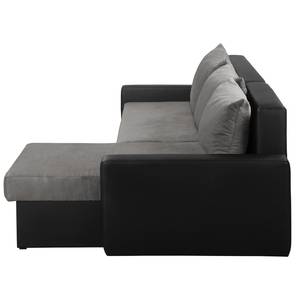 Ecksofa Kardinya Kunstleder / Microfaser - Schwarz / Nickel - Longchair davorstehend rechts