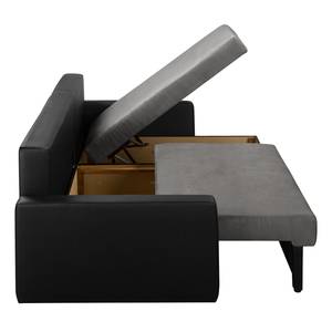 Ecksofa Kardinya Kunstleder / Microfaser - Schwarz / Nickel - Longchair davorstehend rechts