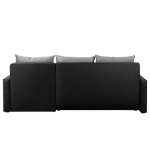 Ecksofa Kardinya Kunstleder / Microfaser - Schwarz / Nickel - Longchair davorstehend rechts