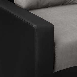 Canapé d’angle Kardinya Imitation cuir / Microfibre - Noir / Nickel - Méridienne courte à droite (vue de face)