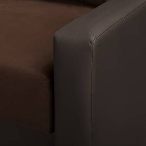 Canapé d’angle Kardinya Imitation cuir / Microfibre - Marron foncé - Méridienne courte à gauche (vue de face)