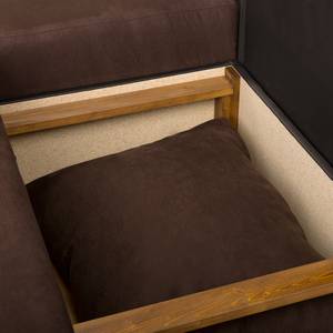 Canapé d’angle Kardinya Imitation cuir / Microfibre - Marron foncé - Méridienne courte à gauche (vue de face)