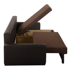 Canapé d’angle Kardinya Imitation cuir / Microfibre - Marron foncé - Méridienne courte à droite (vue de face)