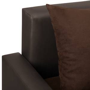 Canapé d’angle Kardinya Imitation cuir / Microfibre - Marron foncé - Méridienne courte à droite (vue de face)