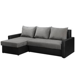 Ecksofa Kardinya Kunstleder / Microfaser - Schwarz / Nickel - Longchair davorstehend links