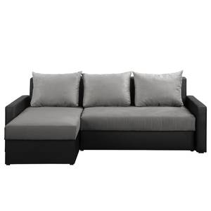 Ecksofa Kardinya Kunstleder / Microfaser - Schwarz / Nickel - Longchair davorstehend links