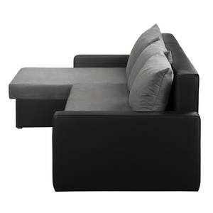 Ecksofa Kardinya Kunstleder / Microfaser - Schwarz / Nickel - Longchair davorstehend links