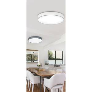 LED-Deckenleuchte Lugano I Mischgewebe / Nickel - 1-flammig - Weiß - Durchmesser: 40 cm