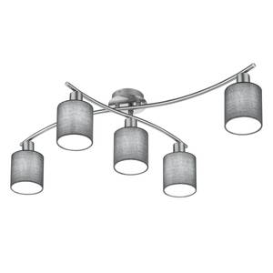 Plafondlamp Garda I textielmix/nikkel - 5 lichtbronnen - Grijs