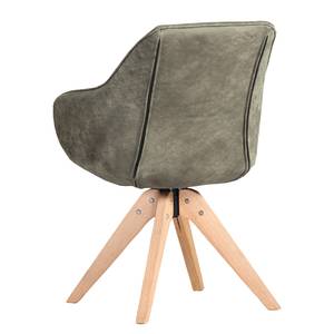 Chaise à accoudoirs Leus Imitation cuir / Chêne massif - Gris