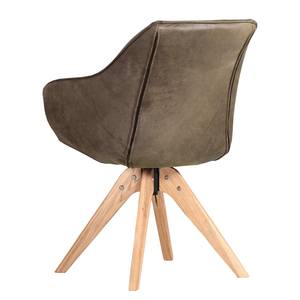 Chaise à accoudoirs Leus Imitation cuir / Chêne massif - Marron