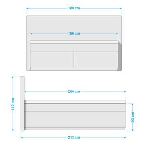 Boxspring Levana geweven stof/deels massief beukenhout - Donkergrijs - 160 x 200cm - H2 zacht