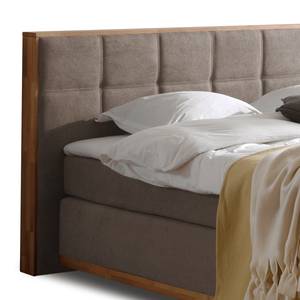 Lit boxspring Levana Tissu / Partiellement en hêtre massif - Gris foncé - 200 x 200cm - D2 souple