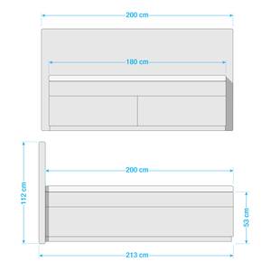 Boxspring Levana geweven stof/deels massief beukenhout - Grijs - 180 x 200cm - Tweepersoonsmatras H2/H3