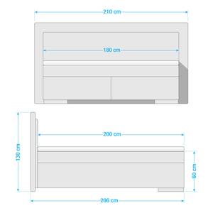 Lit boxspring Marcel II Gris congo - 180 x 200cm - D2 souple