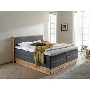 Letto boxspring Moneta Tessuto - rovere, parzialmente massello - Grigio - 180 x 200cm - H3