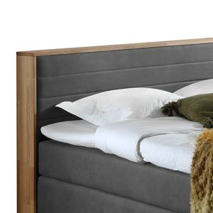 Letto boxspring Moneta Tessuto - rovere, parzialmente massello - Grigio - 180 x 200cm - Materasso doppio H2 H3